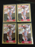 4 Card Lot of 1987 Topps #648 BARRY LARKIN Reds ROOKIE Baseball Card