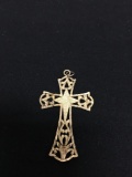 Vintage Gold Cross Necklace Charm 417AV