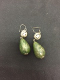 Vintage Gold Ball and Mixed Green Pear Shapped Earrings