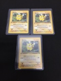 Lot of Three 1st Edition Jungle Pikachu Pokemon Trading Cards