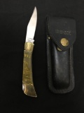 Vintage WWII 1941-1945 Stainless Steel Pocket Knife 35192 with BUCK Leather Case