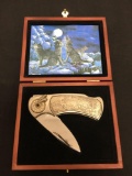 Wolf Pack Stainless Pocket Knife in Wooden Case from Collection