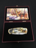 Deer Bucks in the Woods Stainless Pocket Knife in Case from Collection