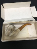 Vintage Genuine Block Meerschaum Pipe Hand Work Product of Turkey in Original Box
