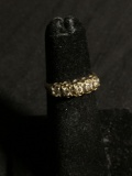 WOW Medium Sized Diamond Lined Vintage 14K Yellow Gold Ring Band Sz 4 - 2.6 Grams