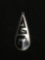 Teardrop Shaped 44x18mm Black Enameled Tribal Design Sterling Silver Pendant