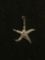 Laser-Carved Detailed 20mm Wide Handmade Starfish Design Sterling Silver Pendant