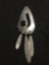 Old Pawn Native American Style 68x20mm Sterling Silver Pendant w/ Three Feather Drops & Onyx