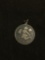 Round 19mm Diameter Antique Finished Cheerleader Design Sterling Silver Pendant