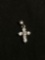 Five Round Faceted CZ Accented 14x10mm Sterling Silver Cross Pendant