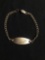 Engravable Oval 30x11mm ID Tag 7in Long 12Kt Gold-Plated Sterling Silver Bracelet