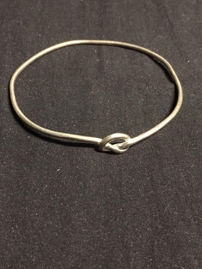 FAS Designer Thai Made 2mm Wide Handmade Wire-Wrapped Knot Design 9mm Top Sterling Silver Bangle