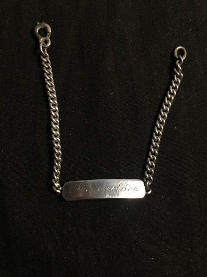 Engravable 33x8mm High Polished Sterling Silver ID Tag 7in Long Bracelet