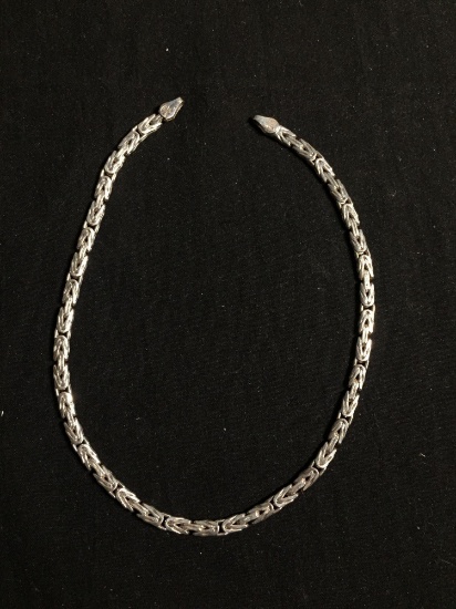 Byzantine Link 3.5mm Wide 11in Long High Polished Italian Made Sterling Silver Chain