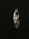Handmade 30x12x8mm Texture Finished Slipper Themed Sterling Silver High Polished Pendant