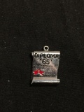 High Polished Enameled 20x15mm Diploma '65 Themed Sterling Silver Pendant