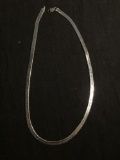 Herringbone Link High Polished 5mm Wide 18in Long Italian Made Sterling Silver Necklace