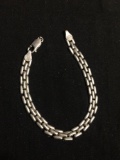 Sixtar Designer Mexican Made Triple Link 6mm Wide 7in Long Sterling Silver Bracelet - Broken Clasp