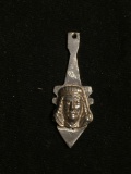 Old Pawn Native American Chief Design 37x12mm Sterling Silver Pendant