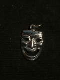 Comedy Face 16x12mm High Polished Sterling Silver Pendant