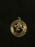 MM Designer Round 19mm San Diego Marlin Featured Gold-Tone Sterling Silver Pendant