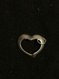 Offset 16x14mm Sterling Silver Heart Pendant