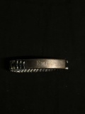 Rectangular 40x10mm Engravable Sterling Silver Top w/ Ident Expandable Bracelet Stainless Steel Back