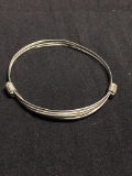 Triple Braided 4mm Wide Handmade Sliding Adjustable Sterling Silver Bangle Bracelet