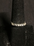 Vertical Channel Set Alternating Baguette & Round Faceted CZ Featured 2.5mm Wide Sterling Silver