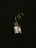 Princess Faceted 5x5mm CZ Center Sterling Silver Solitaire Pendant