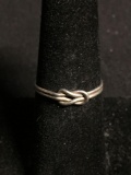 Handmade 4mm Wide Sterling Silver Wire-Wrapped Box Knot Motif Band