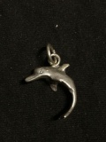 Handmade 21x20mm High Polished Dolphin Themed Sterling Silver Pendant