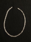 Byzantine Link 3.5mm Wide 11in Long High Polished Italian Made Sterling Silver Chain