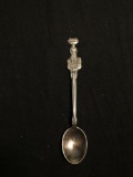 Dutch Made Barbados Themed Stamped 90 Detailed 5.5in Long 1in Wide Sterling Silver Collectible Spoon