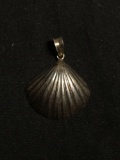 Domed Clam Shell Styled 30x28x10mm Sterling Silver Pendant