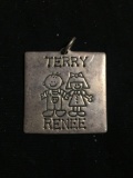 Lucy Anne Design Square 33mm Terry & Renee Decorated Large Sterling Silver Pendant