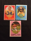 3 Card Lot of 1958 Topps Football Cards - #63, #64, #65 Vintage Football Cards