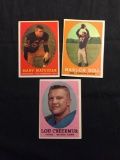 3 Card Lot of 1958 Topps Football Cards - #79, #80, #81 Vintage Football Cards