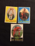 3 Card Lot of 1958 Topps Football Cards - #87, #88, #89 Vintage Football Cards