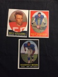 3 Card Lot of 1958 Topps Football Cards - #100, #101, #102 Vintage Football Cards