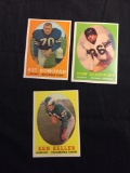 3 Card Lot of 1958 Topps Football Cards - #106, #107, #108 Vintage Football Cards