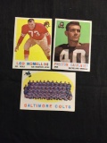 3 Card Lot of 1959 Topps Football Cards - #17, #18, #19 Vintage Football Cards