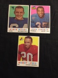 3 Card Lot of 1959 Topps Football Cards - #43, #44, #45 Vintage Football Cards