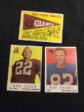 3 Card Lot of 1959 Topps Football Cards - #53, #54, #55 Vintage Football Cards