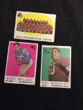 3 Card Lot of 1959 Topps Football Cards - #61, #62, #63 Vintage Football Cards