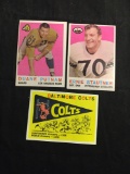 3 Card Lot of 1959 Topps Football Cards - #67, #68, #69 Vintage Football Cards