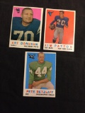 3 Card Lot of 1959 Topps Football Cards - #86, #87, #88 Vintage Football Cards