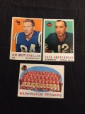 3 Card Lot of 1959 Topps Football Cards - #89, #90, #91 Vintage Football Cards
