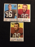 3 Card Lot of 1959 Topps Football Cards - #92, #93, #94 Vintage Football Cards