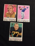 3 Card Lot of 1959 Topps Football Cards - #127, #128, #129 Vintage Football Cards